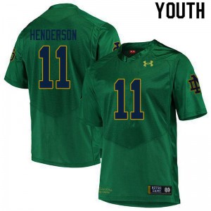 Youth Notre Dame Fighting Irish Ramon Henderson #11 Green Official Game Jersey 590247-475