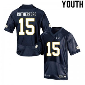Youth Notre Dame Fighting Irish Isaiah Rutherford #15 High School Navy Game Jersey 210050-622