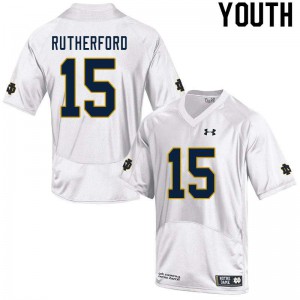 Youth Notre Dame Fighting Irish Isaiah Rutherford #15 White Game Stitched Jerseys 503518-132