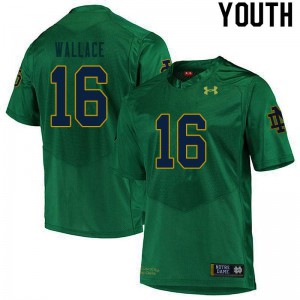 Youth Notre Dame Fighting Irish KJ Wallace #16 Green Football Game Jerseys 878994-747