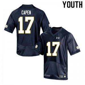 Youth Notre Dame Fighting Irish Cole Capen #17 Stitched Game Navy Jersey 246936-235