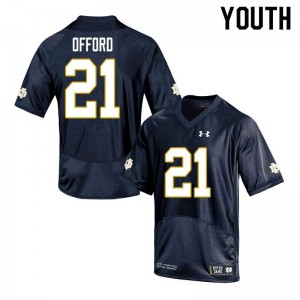 Youth Notre Dame Fighting Irish Caleb Offord #21 Navy Stitched Game Jersey 718939-350