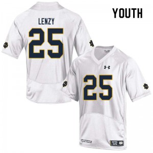 Youth Notre Dame Fighting Irish Braden Lenzy #25 Game Embroidery White Jerseys 474875-208