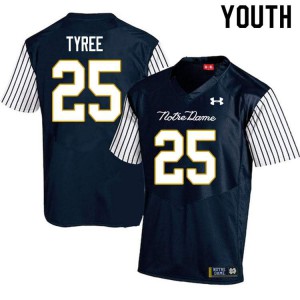 Youth Notre Dame Fighting Irish Chris Tyree #25 Alternate Game Navy Blue Embroidery Jerseys 775031-247