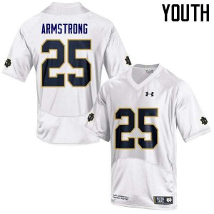 Youth Notre Dame Fighting Irish Jafar Armstrong #25 Embroidery White Game Jerseys 884910-537