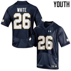 Youth Notre Dame Fighting Irish Ashton White #26 Embroidery Game Navy Blue Jersey 316495-306