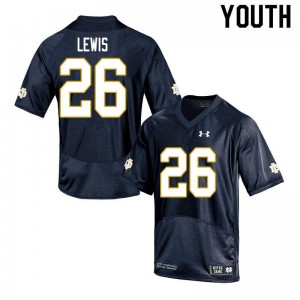 Youth Notre Dame Fighting Irish Clarence Lewis #26 Game Official Navy Jersey 114456-938