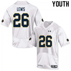 Youth Notre Dame Fighting Irish Clarence Lewis #26 White Football Game Jersey 126628-826