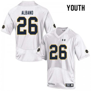 Youth Notre Dame Fighting Irish Leo Albano #26 White Game Embroidery Jersey 282459-645