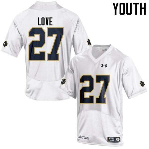 Youth Notre Dame Fighting Irish Julian Love #27 Game White Official Jerseys 804736-139