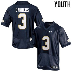 Youth Notre Dame Fighting Irish C.J. Sanders #3 Navy Blue College Game Jersey 158807-626