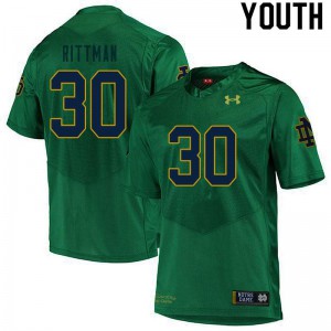 Youth Notre Dame Fighting Irish Jake Rittman #30 Green Stitched Game Jerseys 296318-958