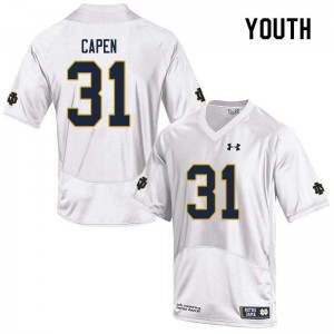 Youth Notre Dame Fighting Irish Cole Capen #31 White Official Game Jerseys 449587-658
