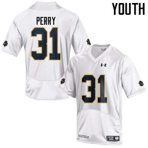 Youth Notre Dame Fighting Irish Spencer Perry #31 White Game University Jerseys 732583-242