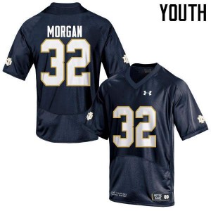 Youth Notre Dame Fighting Irish D.J. Morgan #32 Navy Blue NCAA Game Jerseys 396564-280
