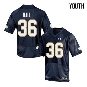 Youth Notre Dame Fighting Irish Brian Ball #36 Navy Game Football Jersey 379046-608