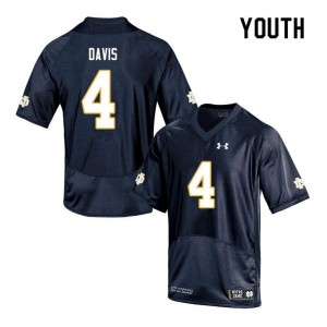 Youth Notre Dame Fighting Irish Avery Davis #4 Football Game Navy Jerseys 655200-299
