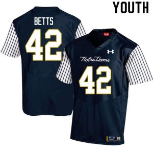 Youth Notre Dame Fighting Irish Stephen Betts #42 Stitched Alternate Game Navy Blue Jersey 235872-862