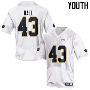 Youth Notre Dame Fighting Irish Brian Ball #43 White Stitched Game Jersey 562472-912