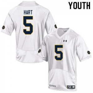 Youth Notre Dame Fighting Irish Cam Hart #5 Game Embroidery White Jerseys 259297-707