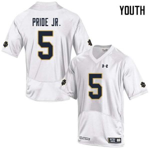 Youth Notre Dame Fighting Irish Troy Pride Jr. #5 Game White Official Jersey 390211-596