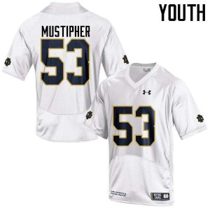 Youth Notre Dame Fighting Irish Sam Mustipher #53 Game Stitched White Jersey 202718-414