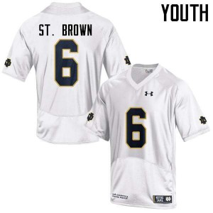 Youth Notre Dame Fighting Irish Equanimeous St. Brown #6 White University Game Jerseys 560005-580