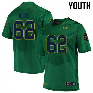 Youth Notre Dame Fighting Irish Brennan Wicks #62 Game Stitched Green Jersey 361682-752