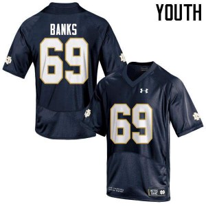 Youth Notre Dame Fighting Irish Aaron Banks #69 Game Football Navy Blue Jersey 416961-333