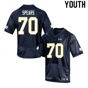 Youth Notre Dame Fighting Irish Hunter Spears #70 Game Stitched Navy Jerseys 258408-108