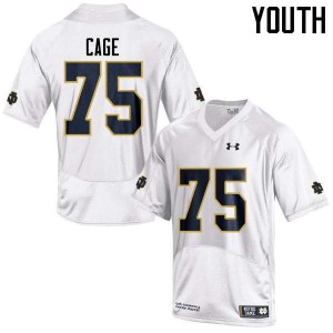 Youth Notre Dame Fighting Irish Daniel Cage #75 Embroidery Game White Jersey 914345-711