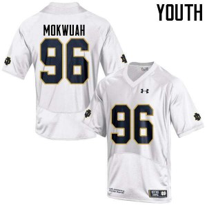 Youth Notre Dame Fighting Irish Pete Mokwuah #96 Embroidery White Game Jersey 112020-650
