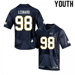 Youth Notre Dame Fighting Irish Harrison Leonard #98 Game Navy Official Jersey 525236-512